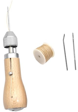 Angoily Kit per Cucire Mano Pelle Strumenti e Materiali per Lavorazione Pelle Kit Riparazione Borse Cinghie Fai da Te