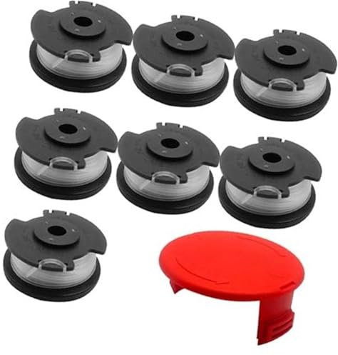 Jodriva Fadenspule for Rasentrimmer, for Einhell GE-CT 18/28 Li und GE-CT 18/28 Li TC, 1,6 mm, 4,9 m, TLE-03-Nylon-Rasentrimmerfadenspule (7 Spulen + 1 Abdeckung)