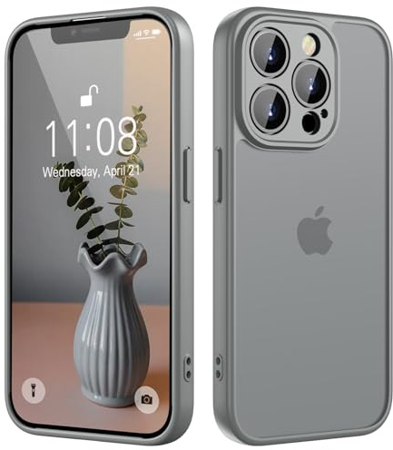 KPPIT for iPhone 13 Pro Max case,Shockproof Military Grade Drop Protection, Frosted Translucent Back iPhone 13 Pro Max Phone case,Gray