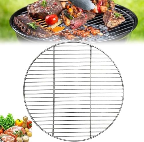 38cm Edelstahl Grillrost Rund, Grillroste, Kuchengitter Rund, BBQ Grillgitter Edelstahl Backblech, für Camping, Picknick, Garten, Gleichmäßige Wärmeverteilung und einfache Reinigung