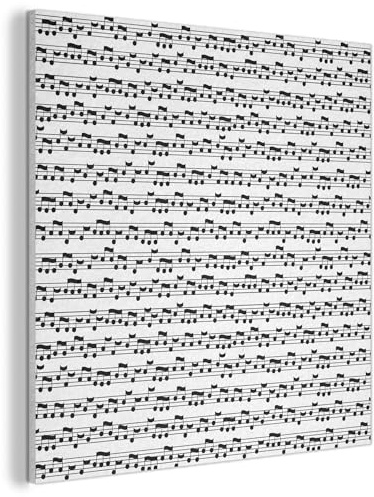 MuchoWow© Wandbilder Akustikpaneele 90x90 cm Filz Wohnzimmer Wanddeko Schlafzimmer Schallpaneel Zimmer Deko für die Wand Dekoration Wall Art Musik - Muster - Noten