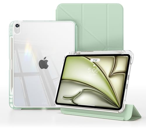 RosMank Y Fold Funda para iPad A16 11th Generation(2025 11inch)/iPad 10th Generation(2022 10.9inch)con Soporte para Apple Pencil,Soporte Función Funda, Carcasa Transparente,PU Pantalla Protector,Verde