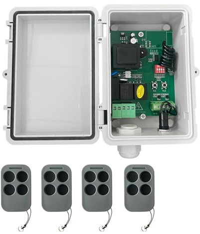 Koolenry Universal AC220V Roller Shutter Control Board Tubular Motor Receiver +4xRemote Control for Garage Door Remote Control Opener