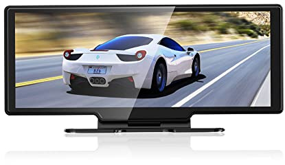 Akozon Caméra de Tableau de Bord DVR 4K, Enregistreur Avant et Arrière, écran Tactile de 10.26 Pouces, Enregistrement Automatique en Boucle HD, Capteur G