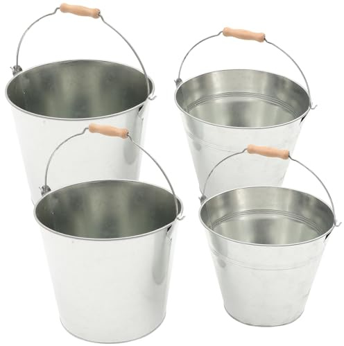 NUOBESTY Large Capacity Iron Metal Ash Buckets 2Pcs Rustproof Fireplace and BBQ Charcoal Containers Handles for Outdoor Fire Pit and Ash Disposal