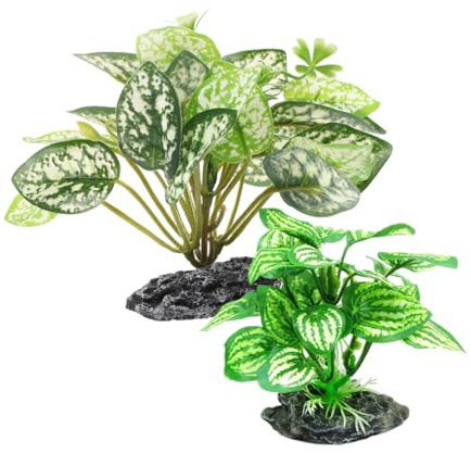 Milisten Künstliche Aquarien Pflanzen mit Realistischem Design und Lebensechten Details 2 Stück aus Kunststoff zur Stilvollen Dekoration für Amphibien und Kleine Aquarien