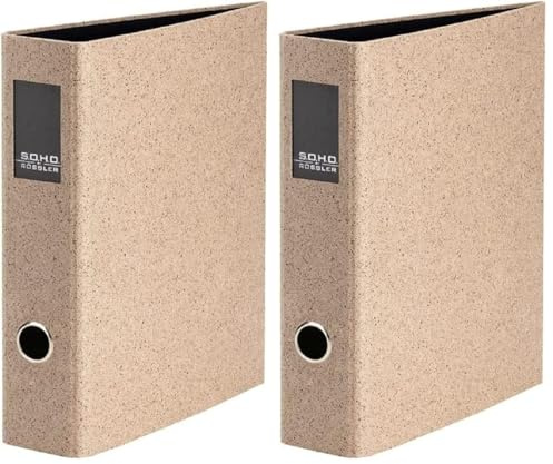 Rössler SOHO Ordner DIN A4 mit Rückenschild | Ordner A4 breit | Aktenordner | Ringordner breit mit Griffloch | mit Hebelmechanik | 320 x 285 x 80 mm | 1 Stück | Farbe: Braun | Cacao (Packung mit 2)