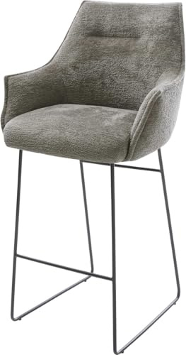 DELIFE Barstuhl Alja-Flex Kufengestell Metall Schwarz Bouclé Soft Schlamm Taschenfederkern