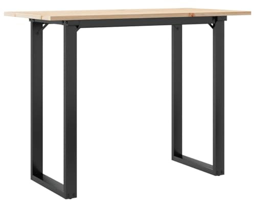 QJBSAVVA Esstisch 100x50x75 cm Massivholz Kiefer Küchentisch mit O-Gestell aus Stahl, moderner Esszimmertisch im Industriedesign, Kleiner Massivholztisch für Küche und Wohnzimmer