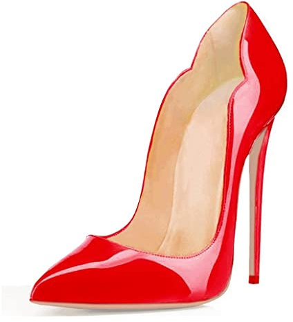 EDEFS - Scarpe con Tacco Donna - 120mm - Decollete Donna Patent Red - Rosso - Taglia EU35