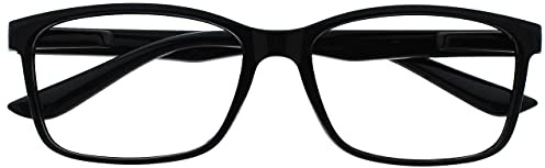 OPULIZE The Reading Glasses Company Black Readers Large Designer Style Mens Spring Hinges R83-1 +3.00