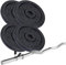 ScSPORTS® Hantelset - Curlstange, 120 cm, mit Gewinde, Stahl, Hantelscheiben 15/20/28/40/60 kg, Gusseisen, Schwarz, Stern-/Federverschluss (20 kg (4 x 5) Federverschluss)