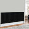 NRG Modern Horizontal Flat Panel radiators | Black 600 x 1428 mm Double Column Designer Bathroom Radiator Heater