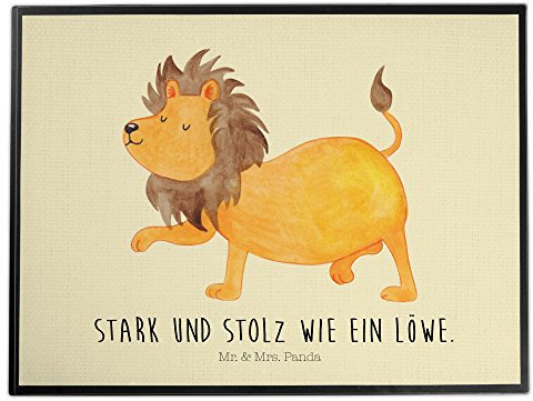 Mr. & Mrs. Panda Kinder, Schreibtisch, Schreibtischunterlage Sternzeichen Löwe mit Spruch - Farbe Gelb Pastell