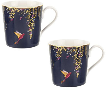Sara Miller Chelsea Collection Mugs, Set of 2, Navy, Fine China, 340ml