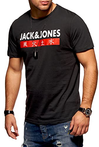 JACK & JONES Herren T-Shirt Kurzarmshirt Top Print Shirt Casual Basic O-Neck