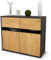 Stil.Zeit Sideboard Clea, Korpus anthrazit matt, Front Holz-Design Eiche (92x79x35cm) Push-to-Open Technik & Leichtlaufschienen