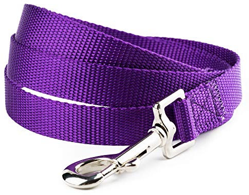 YUDOTE Nylon Dog Leads,Easy to Clean,Soft Lightweight Leash for Daily Walk with Puppies and Small Breeds, 1.5cm Wide 120cm Long, Vibrant Purple