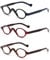 JM 3 Pack Klein Oval Lesebrille Vintage Federscharnier Gläser für Leser Damen +4.0 Schwarz&Rot&Schildkröte