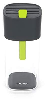 Knife Block Holder with Sharpener Slotted Multiple Universal Knife Storage Only with Weighted Base Clear View Detachable Kitchen Accessory Storage BPA Free (Grey/Green)
