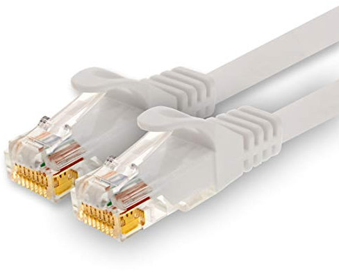 1CONN - Cable de red de 10 m, Ethernet, LAN y cable de conexión para máxima velocidad de Internet y conecta todos los dispositivos con conector RJ 45 blanco - 1 pieza