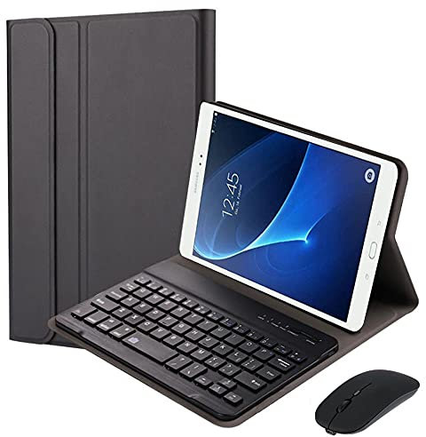 QYiD Custodia con Tastiera e Mouse per Galaxy Tab S3 9.7 SM-T820 / T825, Slim PU Case [QWERTY English] Rimovibile Wireless Bluetooth Tastiera per for Galaxy Tab S3 Tablet (9.7 Pollici), Nero