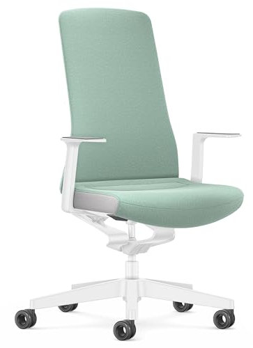 Interstuhl Bürostuhl Pure Interior Edition - Der Schreibtischstuhl der Sich an Gewicht und Bewegung anpasst - ergonomische Smart-Spring Technologie - Made in Germany (1D-Armlehne, Türkis | Weiß)