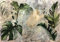 WallArena - Vlies Fototapete Blätter Vintage Mauer Beton Pflanzen Tropische 460x300 cm - Fototapeten - Tapeten - für Wohnzimmer Schlafzimmer - Vliestapete Wandtapete Tapete 3D Effekt- inkl. Kleister