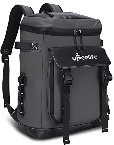 Upeelife Kühlrucksack 30L mit Picknickdeck Befestigungsband, Wasserdichter Picknickrucksack Kühltasche Gross Rucksack zum Kühl, Warm und Frisch von Speisen beim Camping Wandern (Grau)