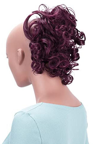 CAISHA Haarteil Haargummi Lena Hochsteckfrisuren Brautfrisuren Voluminös Gelockt Unordentlich Dutt Kunstfaser DM17cm Weinrot G16L