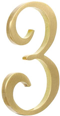 Zayookey Solid Brass House Number Sign 2 Inch Metal Home Address Numbers 3D Mailbox Numbers for Hotel Room Door Street Plaque (Door Number 3)