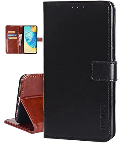 COQUE Realme 8i/RMX3151 Hülle, Hülle Skin Shell Silikon Bumper Leder Geldbörse Flip Case Karten Magnetverschluss Halter Geldbörse Handyhülle für Realme 8i/RMX3151-Schwarz