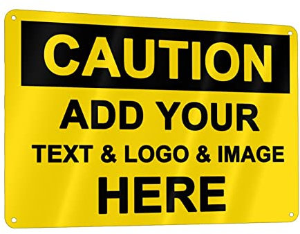 Custom Caution Signs Outdoor Metal - 12 x 8 Personalized Aluminum Warning Signs Rust-Proof Beware of Dog Sign Safety Signs for Home Business
