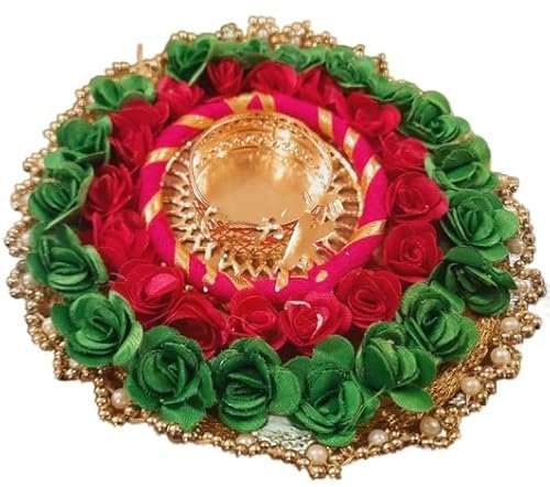 Crafting with Love - Lot de 4 photophores en cire avec 4 bougies chauffe-plat en forme de fleur verte et rouge