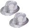 SAFIGLE Fedora-Hut mit Pailletten Jazz-Hut Zauberer Latin Jazz Mardi Gras Cosplay Abschlussball Kostüm Party-Accessoire für Erwachsene Und Kinder (2Er-Pack) Silber