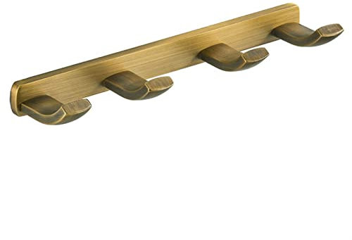 ZAANHA Kleiderhakenleiste, Messing-Hakenleiste, Wandhaken, 4 Haken, 27,9 cm Kleiderhakenleiste, Antik-Oberflächenbehandlung