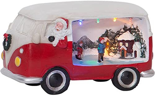 EGLO LED Weihnachtsdeko Merryville, Bus mit Weihnachtsmann, Vintage Weihnachtsdekoration für Kinder, Fensterdeko mit Timer und batteriebetriebener Beleuchtung, RGB Farben