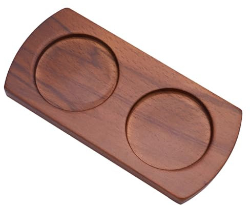 GORGECRAFT Wooden Salt and Pepper Mill Tray Acacia Wood Tray Peper Mill Holder Mills & Shakers Salt & Pepper Grinder Rest for 2 Mills Accessories Kitchen Storage Holder Home Decor, Coconut Brown