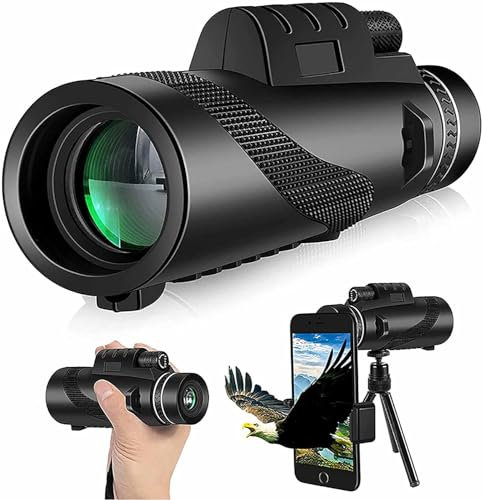 80 x 100 Super Zoom Monokular Spektiv Prisma Weitwinkel Handteleskop mit Telefonstativ Zielfernrohr Camping 2023 Geschenk