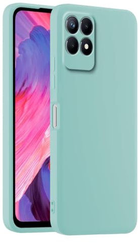 HULLIN Funda de Silicona Colorida para Teléfono, Adecuada para Realme 8i / Realme Narzo 50 (4G) (6.6) - Cian Claro