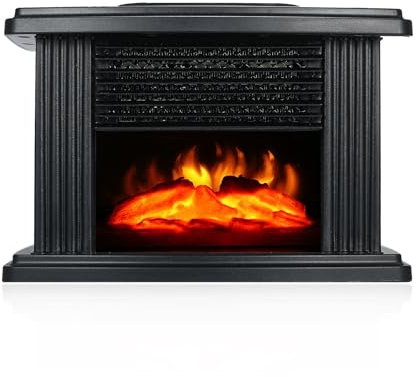 Mini-Elektrokamin, Tragbare Kaminheizung mit Realistischer Flamme, Leiser Betrieb, Effiziente Heizung, Elektroherd-Heizung für Wohnzimmer, Schlafzimmer, Büro, 1000 W (EU-Stecker