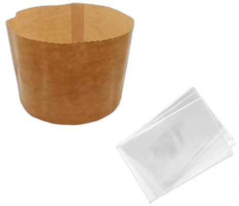 OPIROS Backformen für Panettone, hoch, glatt, aus Papier zum Backen, Backen, Backen, Backen, Süßwaren, Weihnachten, 5 Formen + 5 Umschläge, 1 kg