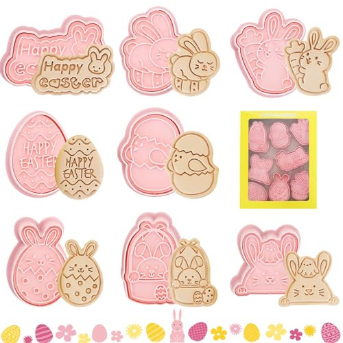 Shinybox Ausstecher Ostern, 8 Stück Ausstechförmchen Ostern, Plätzchenform Keksausstecher Oster, Oster Ausstecher Set, Ausstecher Keksausstecher, Plätzchenausstecher für Kinder Ostergeschenke(C)