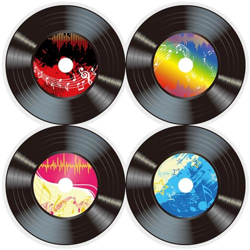 Honoson 100 Stück Schallplatten-Papierservietten, Rock-and-Roll-Party-Dekorationen, Retro, 50er-Jahre-Stil, Rockmusik-Partyzubehör, Gastgeschenke