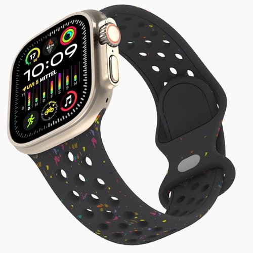 TOPsic Silicone Cinturino per Apple Watch Ultra 2 49mm, Bracciale Sportivo Multicolore Traspirante Cinturino per Apple Watch Ultra 49mm 46mm 45mm 44mm 42mm iWatch Series 10 9 8 SE2 7 6 SE 5 4 3 2 1