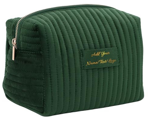 JeathFea Personalisierte Reise Kosmetiktasche - Name/Text hinzufügen-Reise Kosmetiktasche Mit Großem Fassungsvermögen, Multifunktionale Personalisierte Kosmetiktasche aus Samt für Frauen
