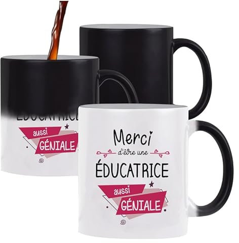 Planetee Tasse Magique Éducatrice spécialisée Géniale | Mug qui change couleur avec la chaleur | Idée Cadeau Collègue Travail Retraite