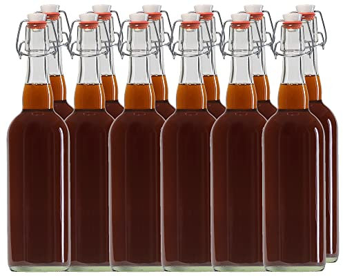 Vitrea 4 x Bügelflaschen Glasflaschen | Füllemge 750ml Weiß | mit Bügelverschluss zum Selbstbefüllen Bügelflasche Smoothie Glasflasche