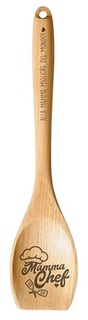 Idea Regalo Festa della Mamma Originale - Cucchiaio in Legno da Cucina Mamma Chef - Idee Regali per la Mamma Originali - Idee Regalo Compleanno Gadget Utile per la Cucina