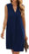 JOCAFIYE Frauen V-Ausschnitt Sommerkleider Damen Ärmellos T-Shirt Strandkleid Lässige Tank Kleid Blue XL